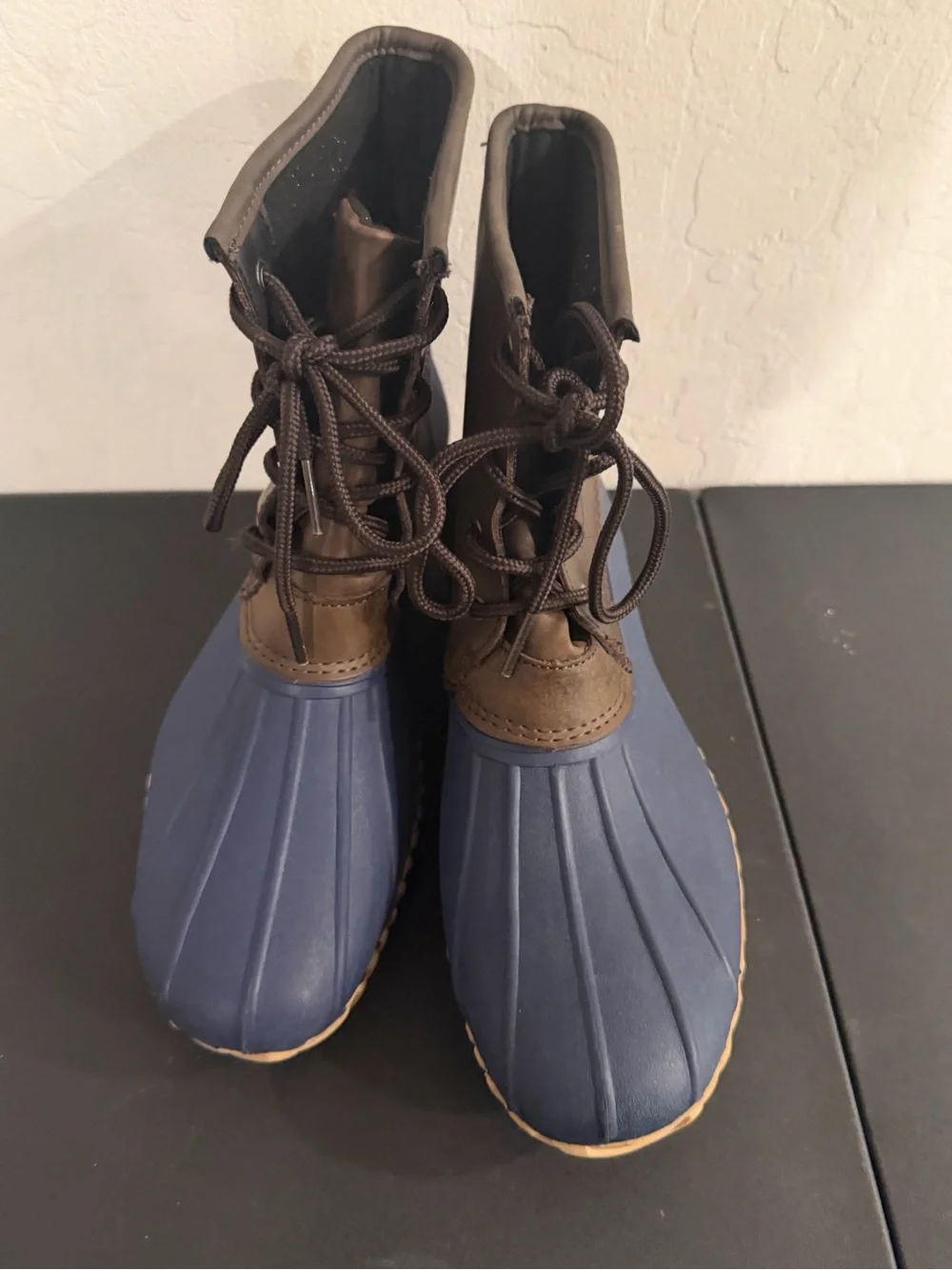Target Men's Navy and Brown Lace-Up Rain Boots